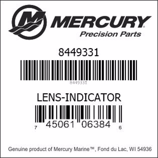 Bar codes for Mercury Marine part number 8449331