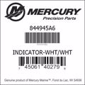 Bar codes for Mercury Marine part number 844945A6