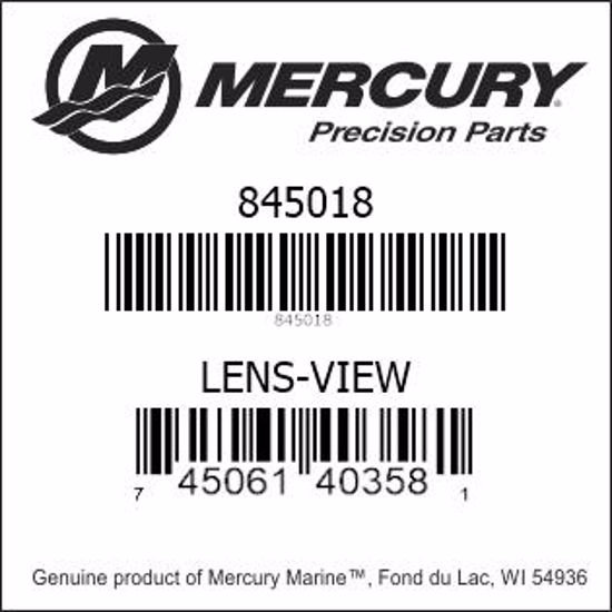 Bar codes for Mercury Marine part number 845018