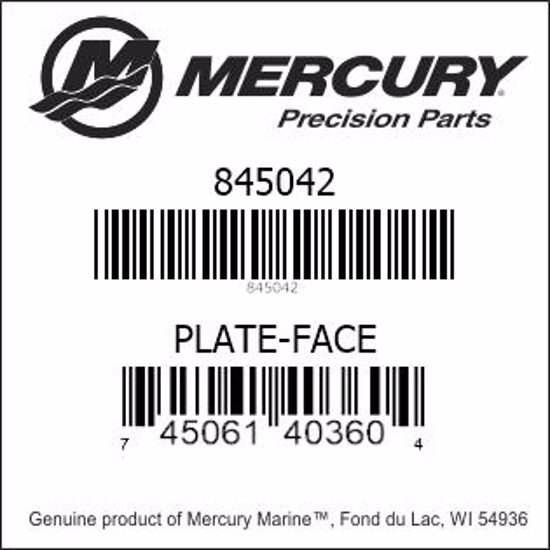Bar codes for Mercury Marine part number 845042