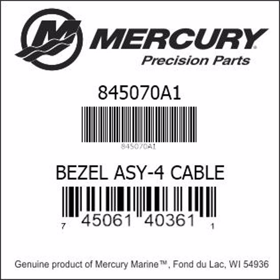 Bar codes for Mercury Marine part number 845070A1