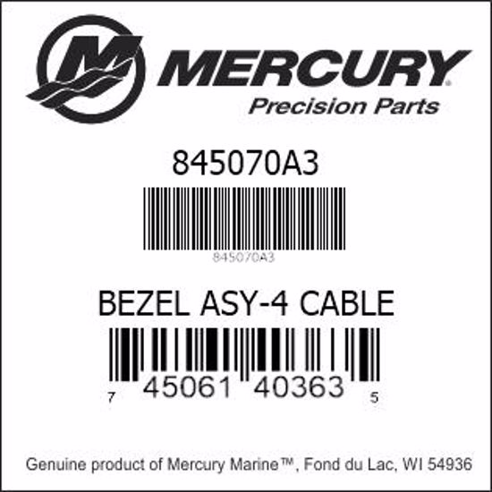 Bar codes for Mercury Marine part number 845070A3