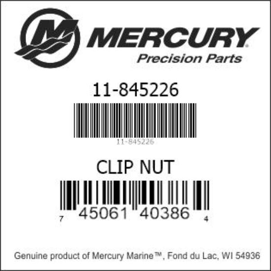 Bar codes for Mercury Marine part number 11-845226