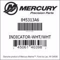 Bar codes for Mercury Marine part number 845313A6