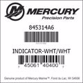 Bar codes for Mercury Marine part number 845314A6