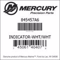 Bar codes for Mercury Marine part number 845457A6