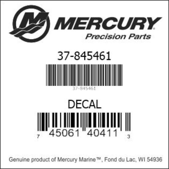 Bar codes for Mercury Marine part number 37-845461