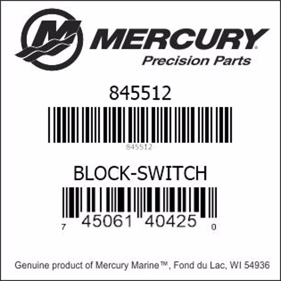 Bar codes for Mercury Marine part number 845512