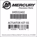 Bar codes for Mercury Marine part number 845532A02
