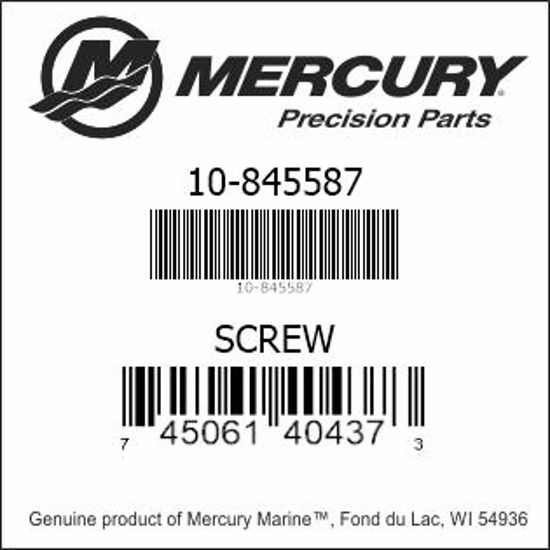 Bar codes for Mercury Marine part number 10-845587