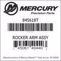 Bar codes for Mercury Marine part number 845618T