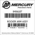 Bar codes for Mercury Marine part number 845618T