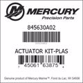 Bar codes for Mercury Marine part number 845630A02