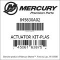 Bar codes for Mercury Marine part number 845630A02