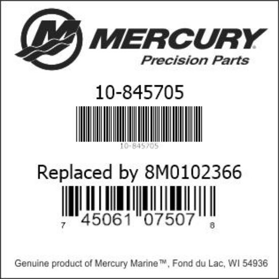 Bar codes for Mercury Marine part number 10-845705