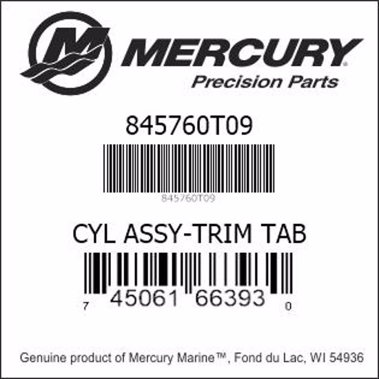 Bar codes for Mercury Marine part number 845760T09