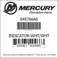 Bar codes for Mercury Marine part number 845766A6