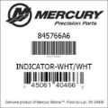 Bar codes for Mercury Marine part number 845766A6