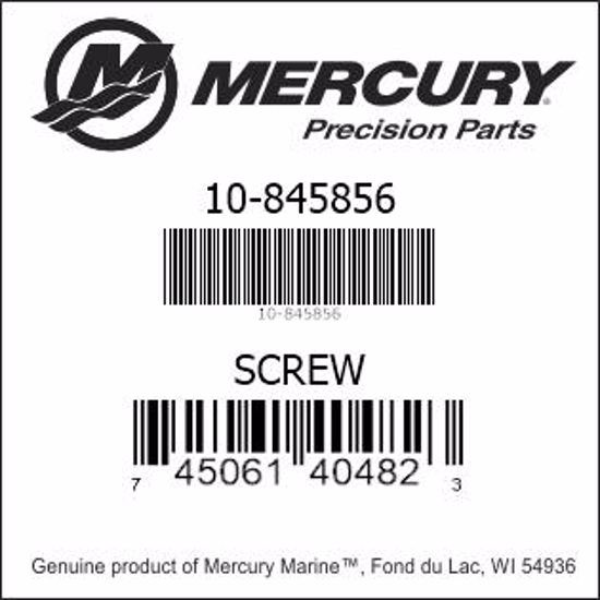Bar codes for Mercury Marine part number 10-845856