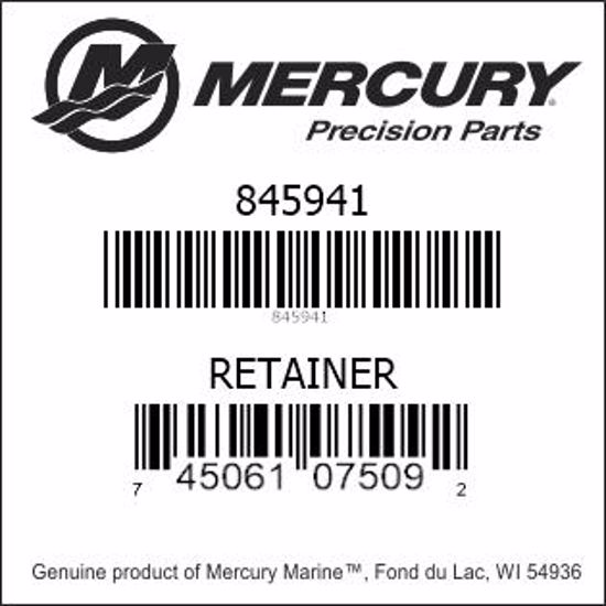 Bar codes for Mercury Marine part number 845941