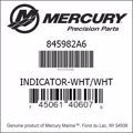 Bar codes for Mercury Marine part number 845982A6