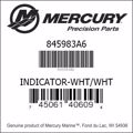 Bar codes for Mercury Marine part number 845983A6