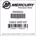 Bar codes for Mercury Marine part number 846066A1