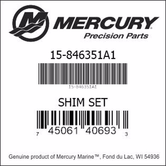 Bar codes for Mercury Marine part number 15-846351A1