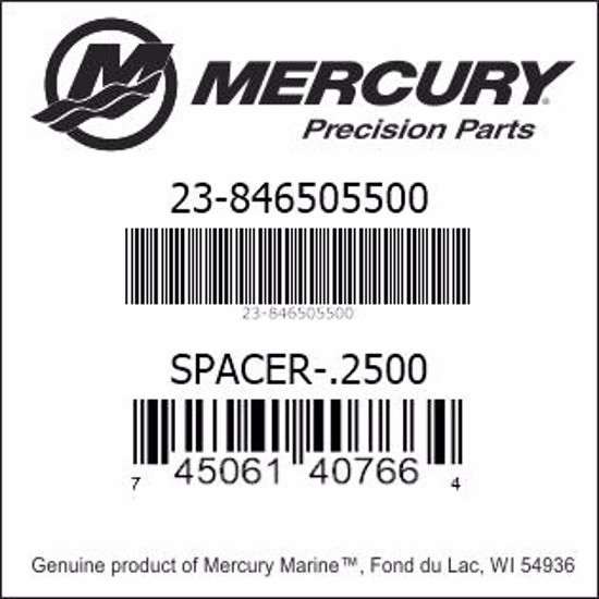 Bar codes for Mercury Marine part number 23-846505500