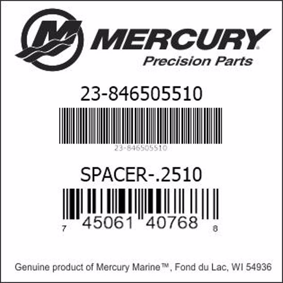 Bar codes for Mercury Marine part number 23-846505510