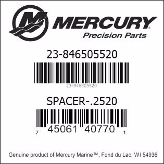 Bar codes for Mercury Marine part number 23-846505520