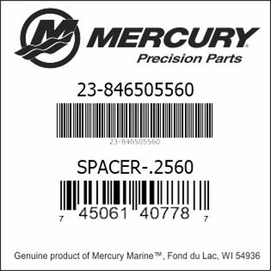 Bar codes for Mercury Marine part number 23-846505560