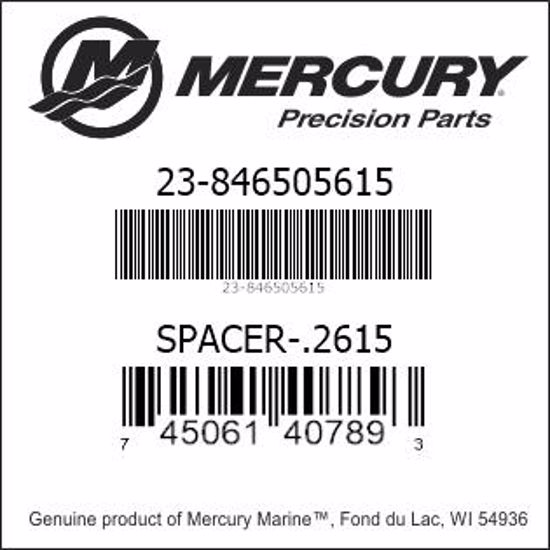 Bar codes for Mercury Marine part number 23-846505615