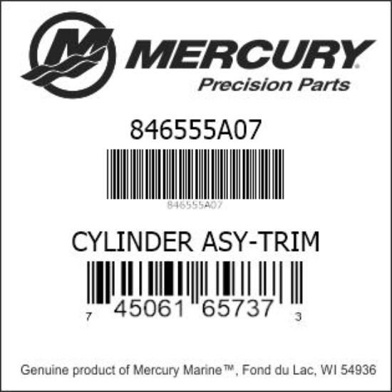 Bar codes for Mercury Marine part number 846555A07
