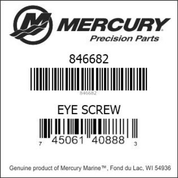 Mercury Marine part number 846682 EYE SCREW Bar codes for Mercury Marine part number 846682
