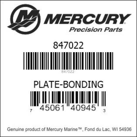 Bar codes for Mercury Marine part number 847022