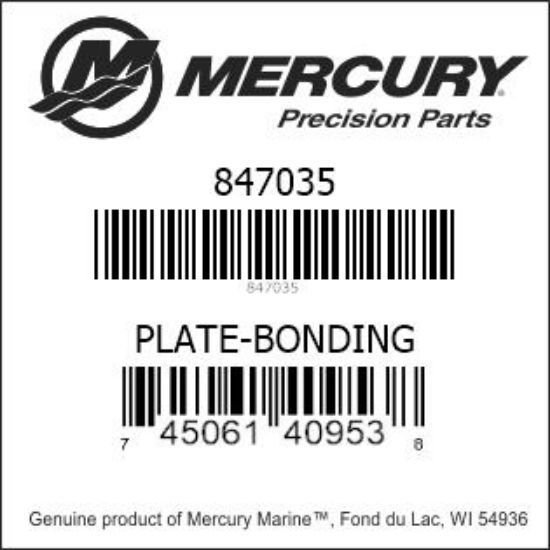 Bar codes for Mercury Marine part number 847035