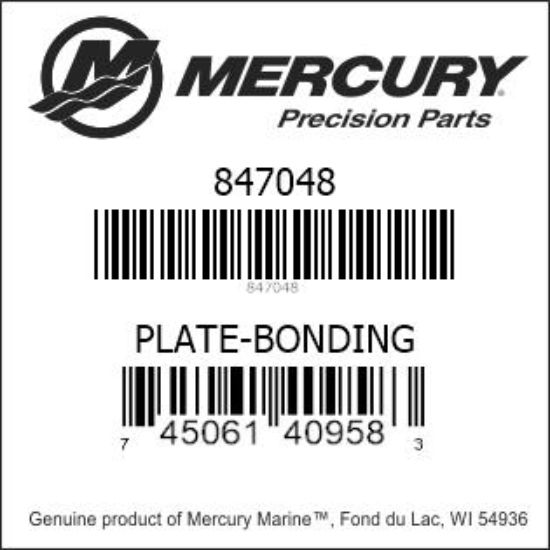 Bar codes for Mercury Marine part number 847048