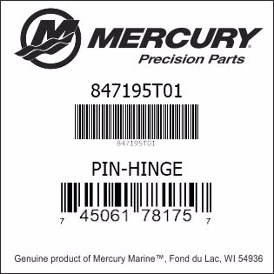 Bar codes for Mercury Marine part number 847195T01