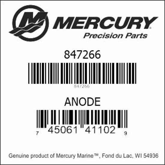 Bar codes for Mercury Marine part number 847266