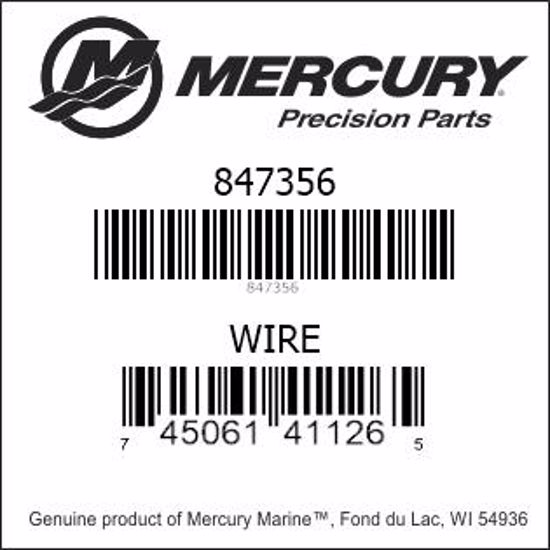 Bar codes for Mercury Marine part number 847356