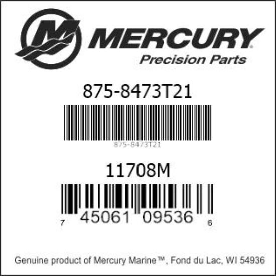 Bar codes for Mercury Marine part number 875-8473T21