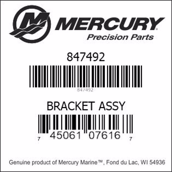 Bar codes for Mercury Marine part number 847492
