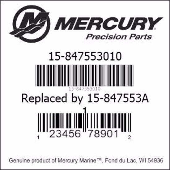Bar codes for Mercury Marine part number 15-847553010