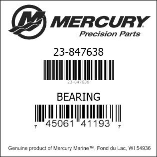 Bar codes for Mercury Marine part number 23-847638