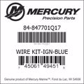 Bar codes for Mercury Marine part number 84-847701Q17