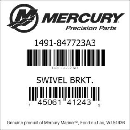 Bar codes for Mercury Marine part number 1491-847723A3