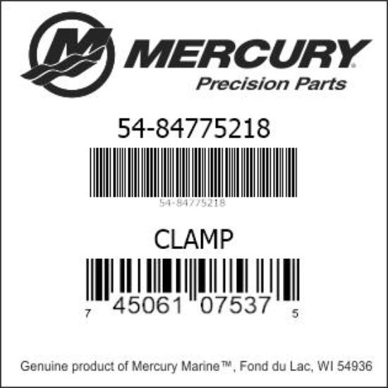 Bar codes for Mercury Marine part number 54-84775218