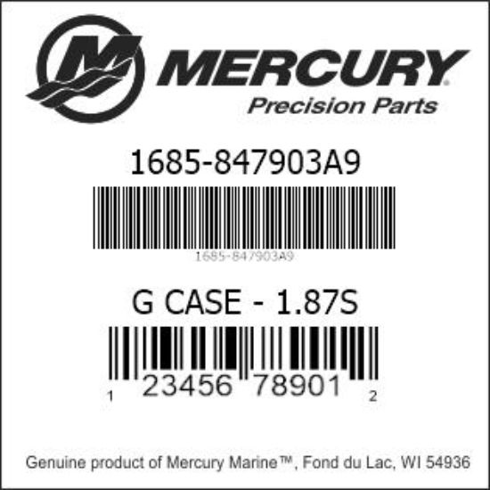 Bar codes for Mercury Marine part number 1685-847903A9