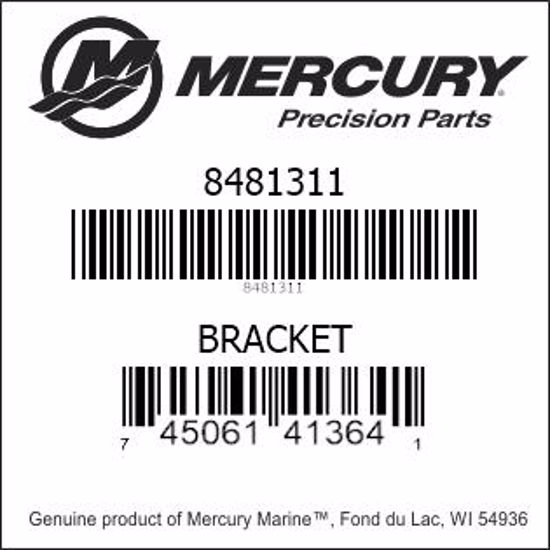 Bar codes for Mercury Marine part number 8481311